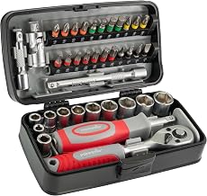 Poppstar Knarrenkasten, klein (Steckschlüsselsatz 1/4 Zoll, Ratschen/ 72-Zahn-Ratsche, 22 Bits, …