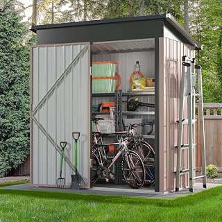 Aoxun Metall Gerätehaus, 90 x 150 cm, Outdoor-Schuppen, mit Lüftungsschlitz, Werkzeugaufbewahru…