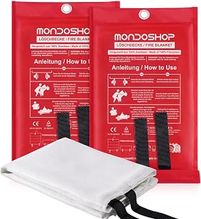 Mondoshop DIN-geprüfte Feuerlöschdecke Küche, 1×1 m, 2 Stück
