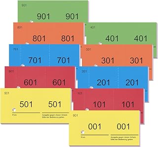 Nezyo Doppelnummern Nummernblöcke 1-1000, Rot, Blau, Gelb, Grün, Orange